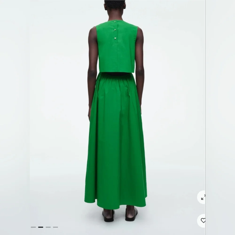 NWT COS OPEN-BACK COTTON MAXI DRESS Green Sz 2 - Picture 3 of 6